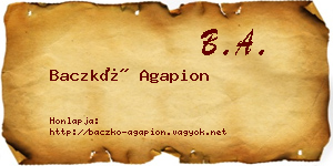 Baczkó Agapion névjegykártya